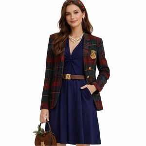 PATAGONIA Dress Knee Length Stretch Classic Preppy Cap Sleeve Bright Navy Size S